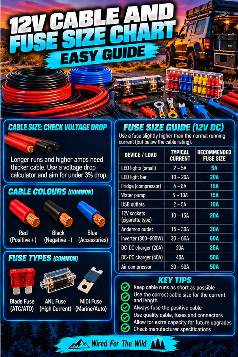 12V Cable and Fuse Size Guide: How to Work It Out